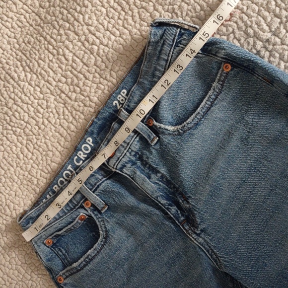 J. Crew 28P Demi Boot Crop Distressed Cotton Tencel Blend Blue Jeans - Picture 7 of 16